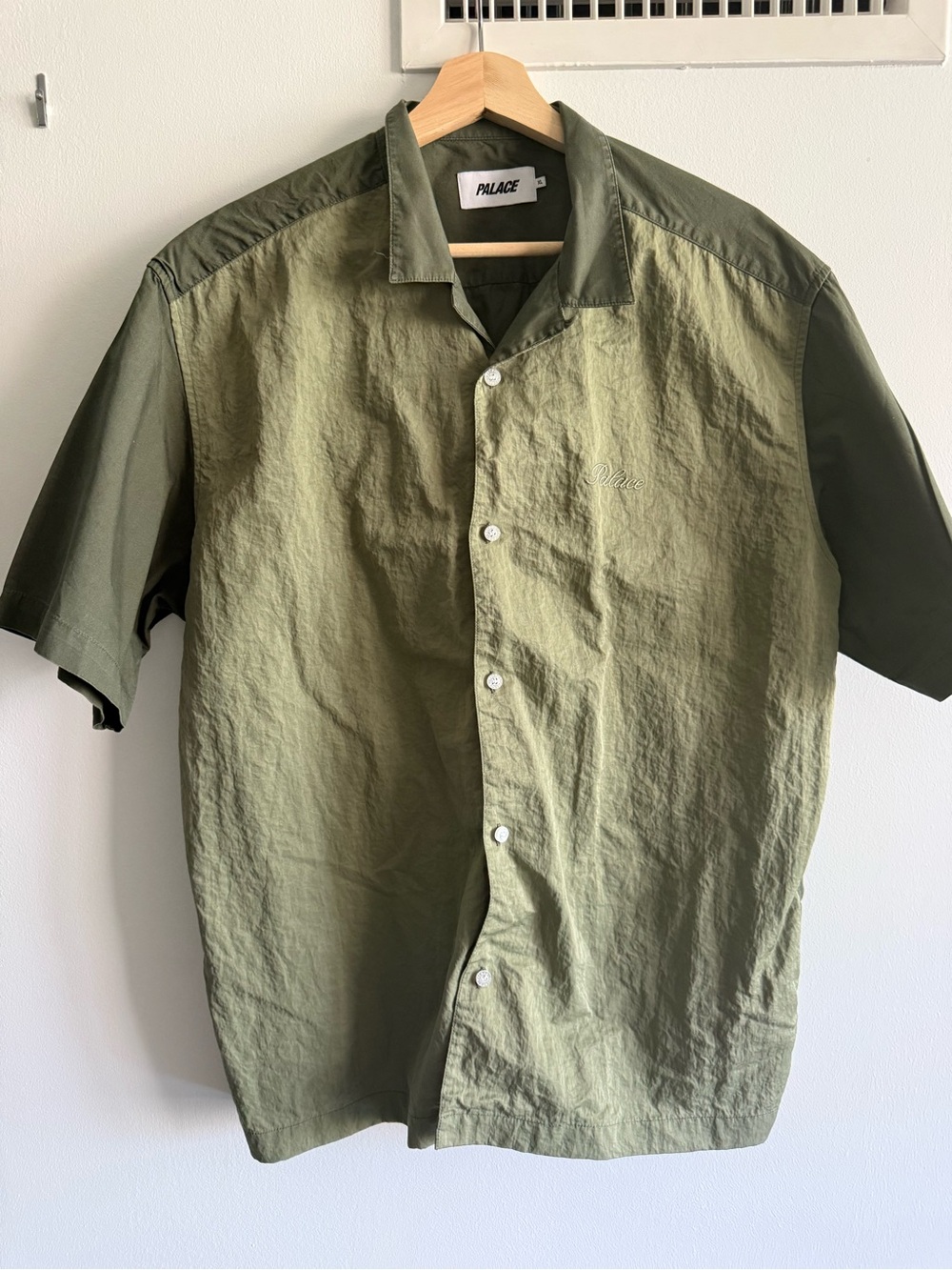PALACE Olive Green Short Sleeve Button-Up Shirt